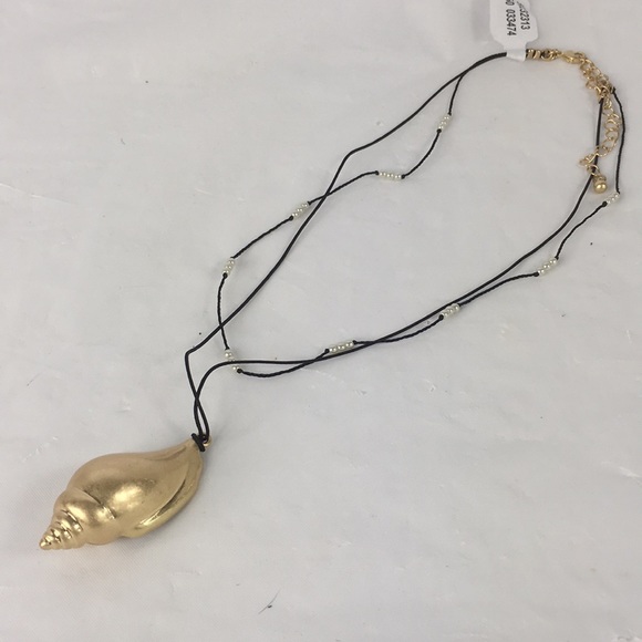 Free People Lagoon Layer Necklace Gold Black New - Picture 5 of 7